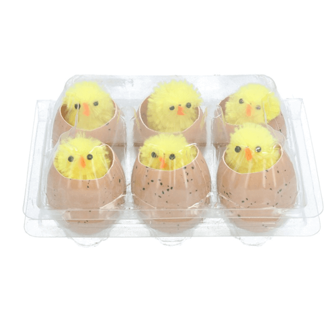 Gisela Graham 6 Chenille Chicks in Plastic Egg Box Decorations